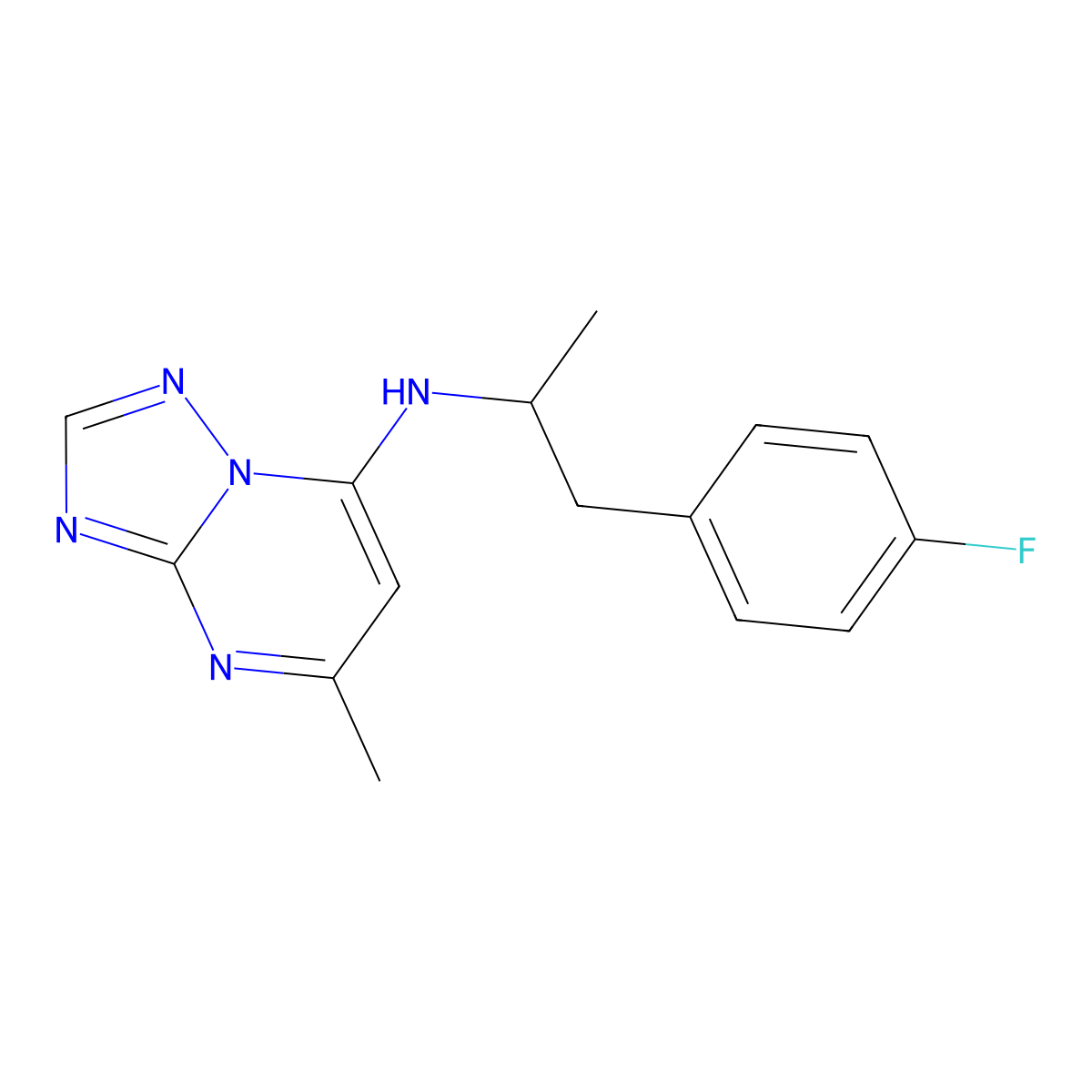 N-[1-(4-fluorophenyl)propan-2-yl]-5-methyl-[1,2,4]triazolo[1,5-a]pyrimidin-7-amine molecular structure, CAS 1432680-59-5