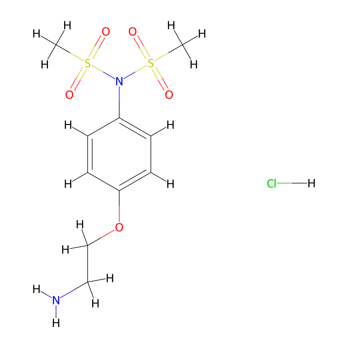 N-[4-(2-aminoethoxy)phenyl]-N-methanesulfonylmethanesulfonamide hydrochloride molecular structure, CAS 1432680-63-1
