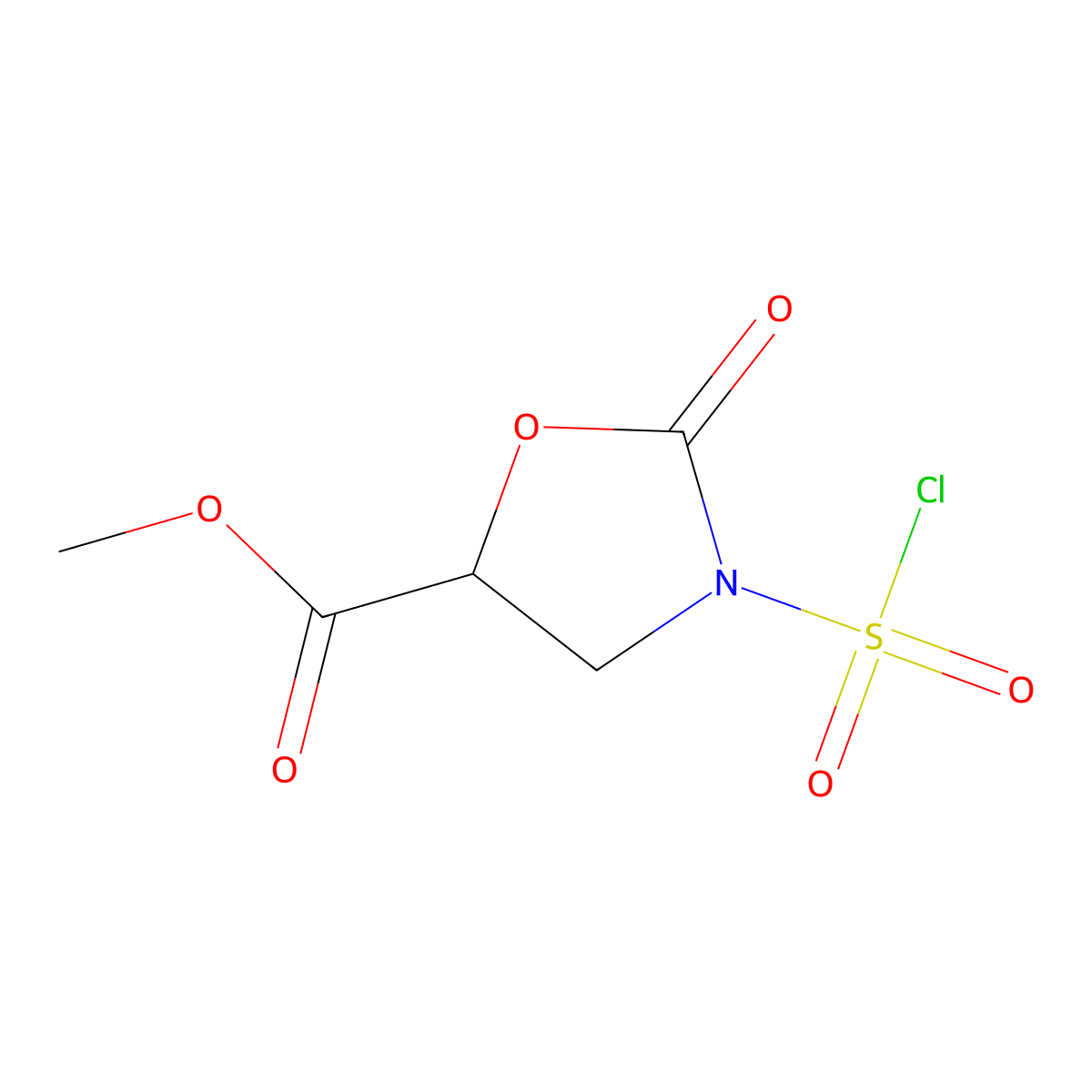 Methyl 3-(chlorosulfonyl)-2-oxo-1,3-oxazolidine-5-carboxylate molecular structure, CAS 1432680-67-5