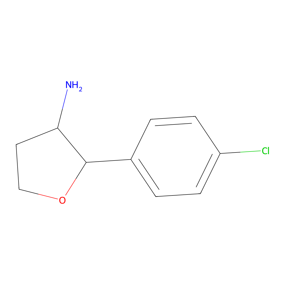 2-(4-Chlorophenyl)oxolan-3-amine molecular structure, CAS 1432680-71-1
