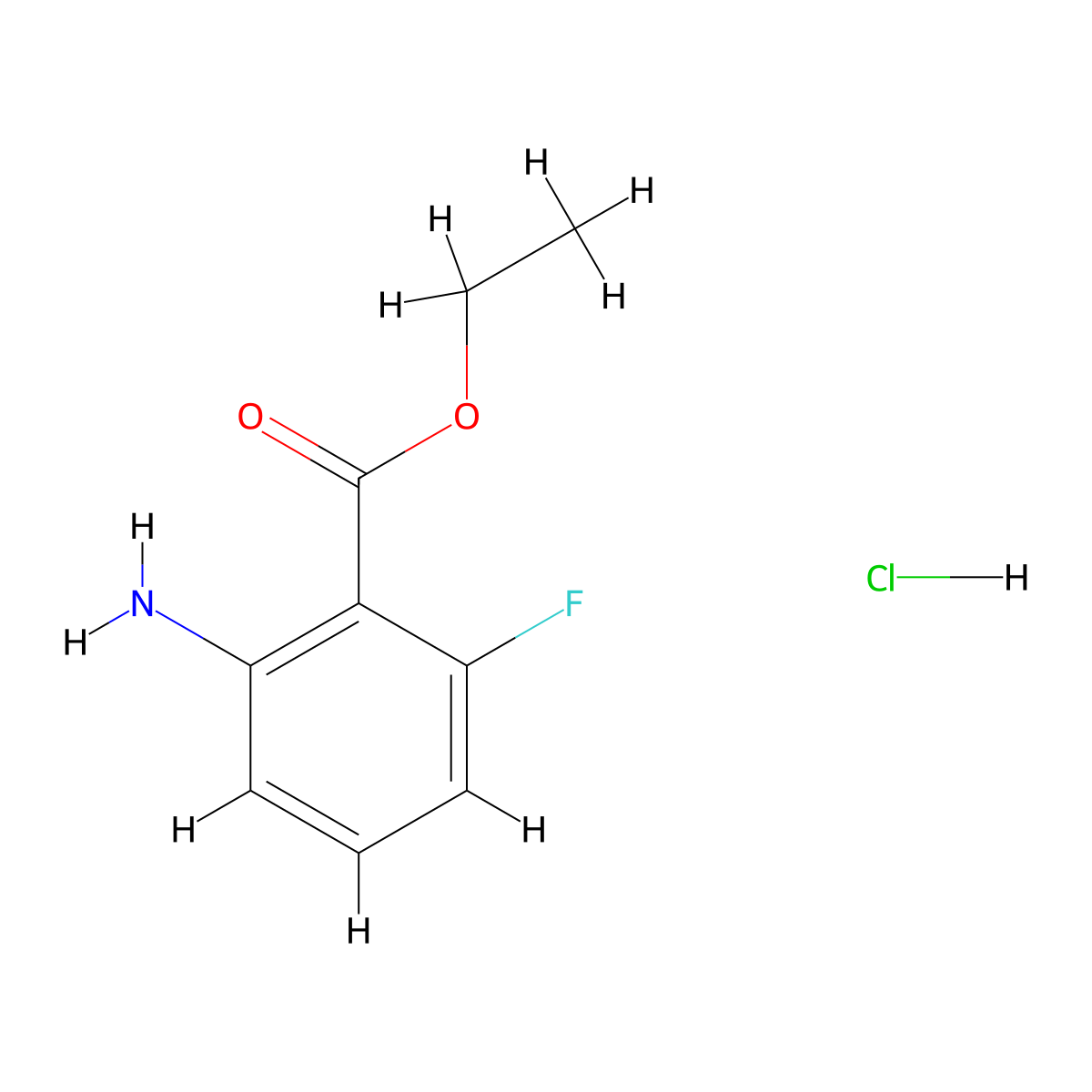 Ethyl 2-amino-6-fluorobenzoate hydrochloride molecular structure, CAS 1432680-72-2