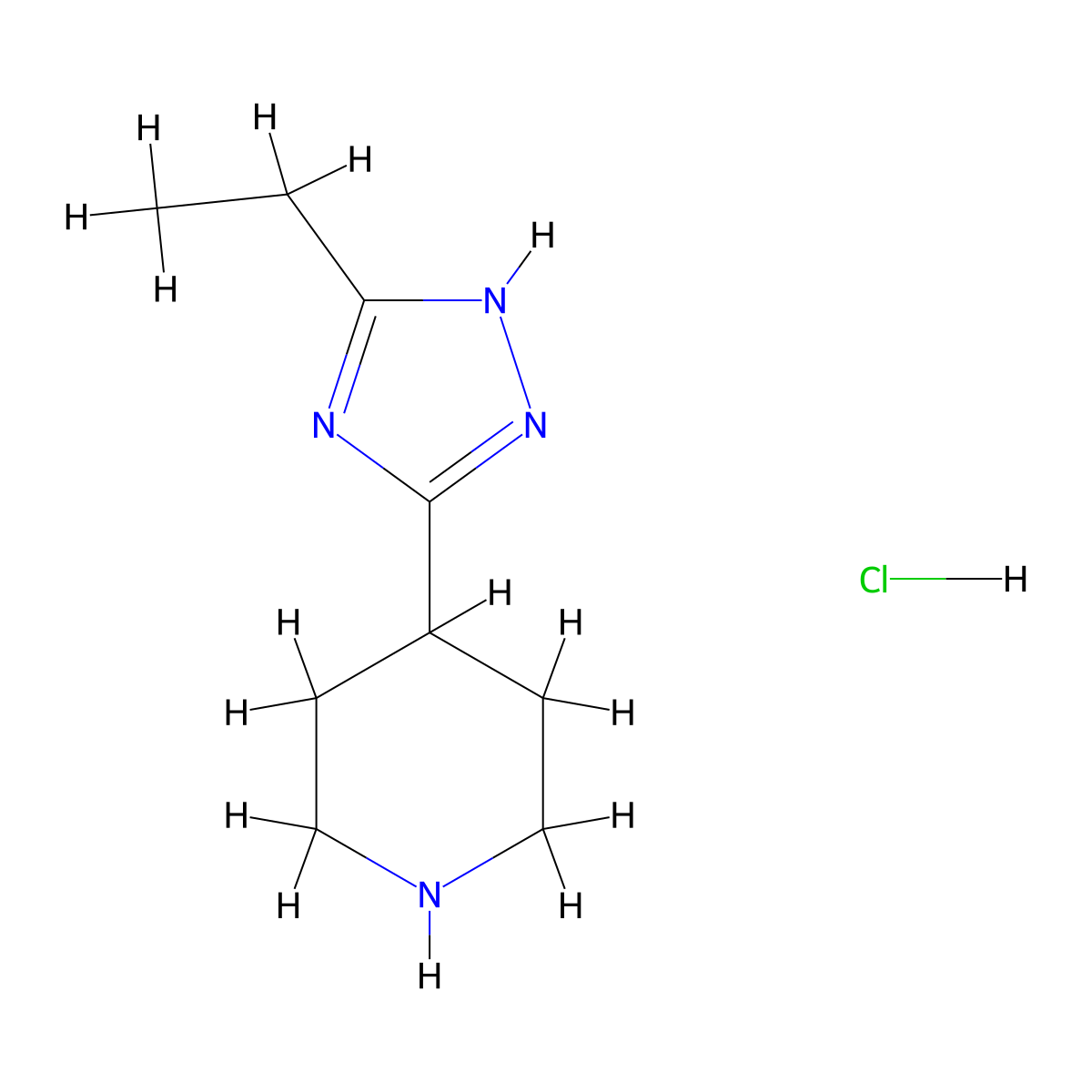 4-(5-ethyl-1H-1,2,4-triazol-3-yl)piperidine hydrochloride molecular structure, CAS 1432680-84-6