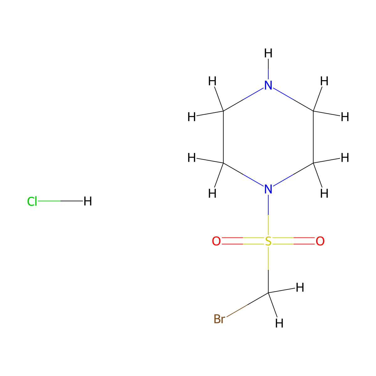 1-Bromomethanesulfonylpiperazine hydrochloride molecular structure, CAS 1432680-88-0