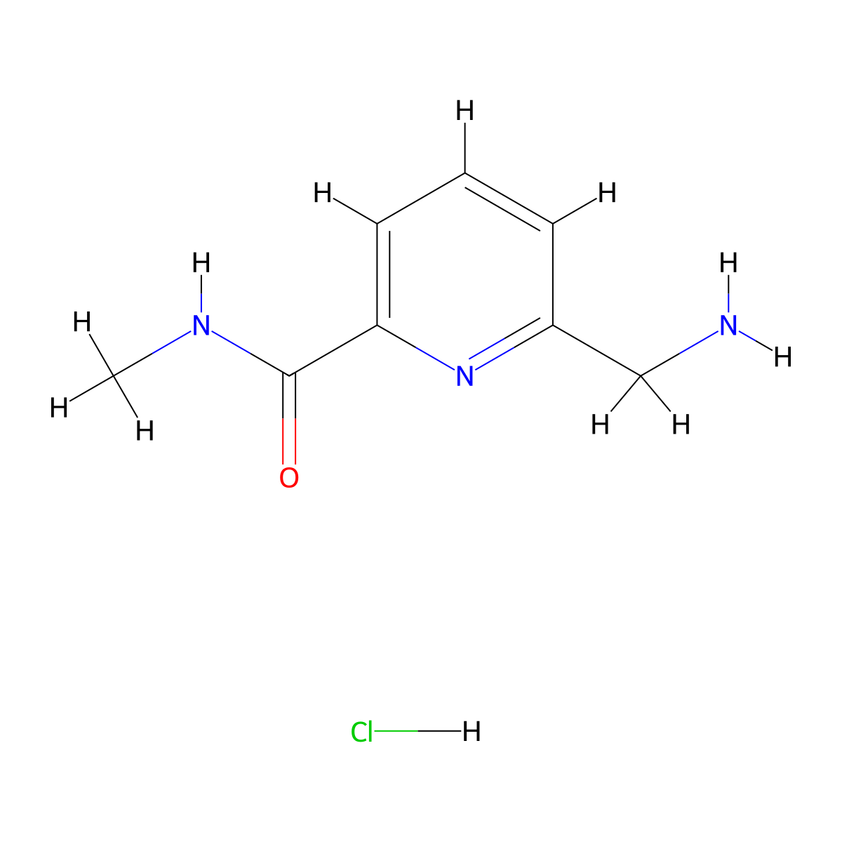 6-(aminomethyl)-N-methylpyridine-2-carboxamide hydrochloride molecular structure, CAS 1432680-92-6