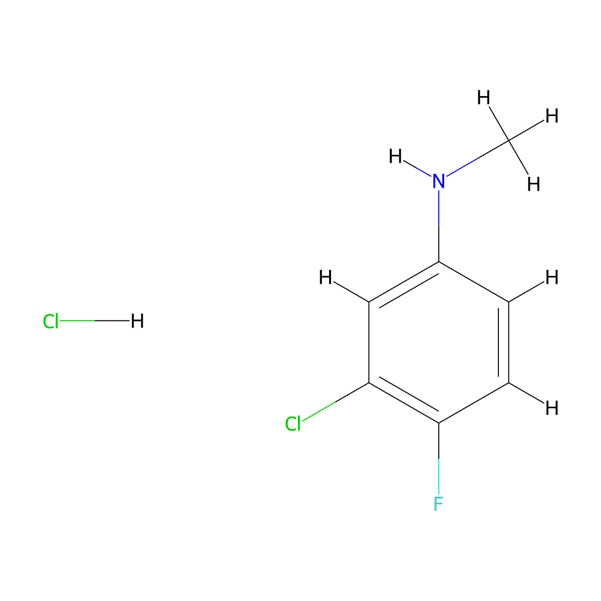 3-chloro-4-fluoro-N-methylaniline hydrochloride molecular structure, CAS 1432680-95-9