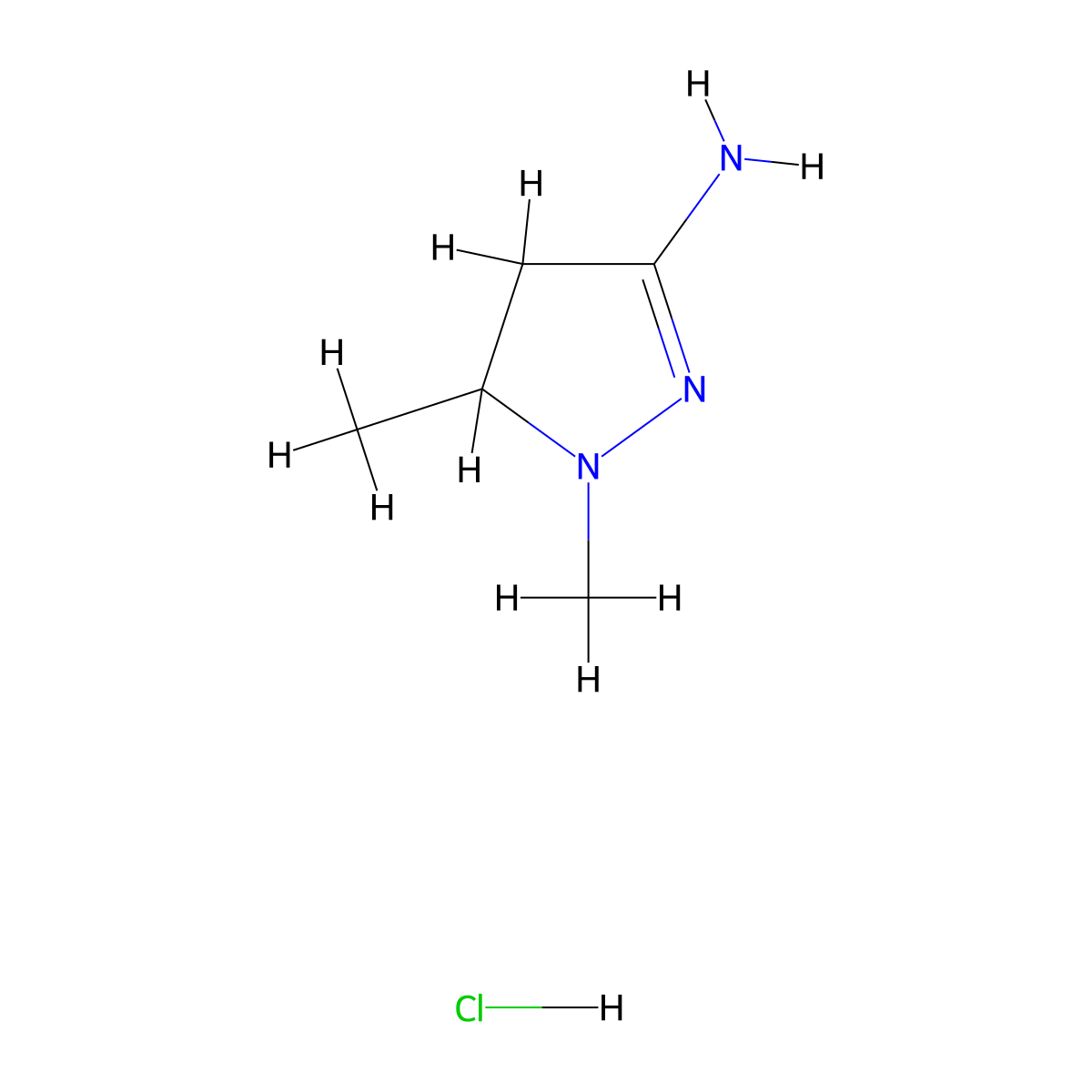 1,5-dimethyl-4,5-dihydro-1H-pyrazol-3-amine hydrochloride molecular structure, CAS 1432681-12-3