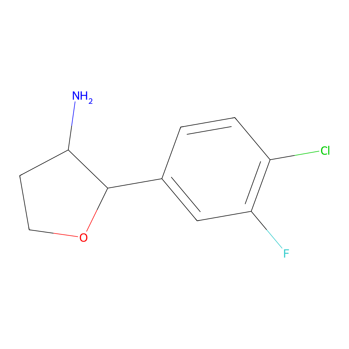 2-(4-Chloro-3-fluorophenyl)oxolan-3-amine molecular structure, CAS 1432681-15-6