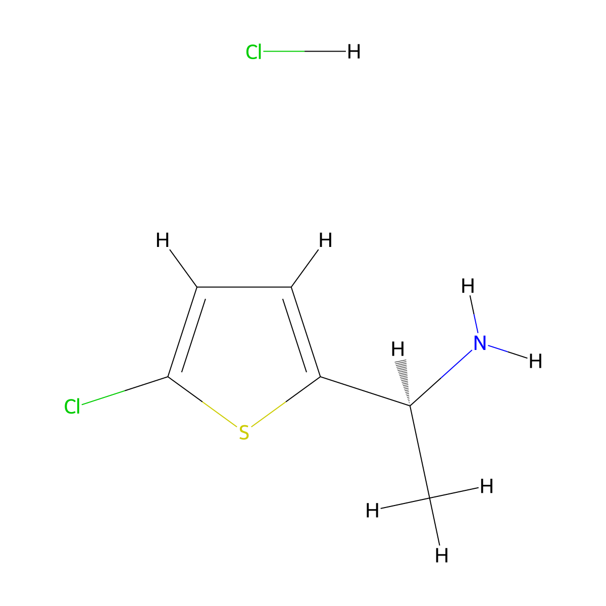 (1S)-1-(5-chlorothiophen-2-yl)ethan-1-amine hydrochloride molecular structure, CAS 1432681-27-0