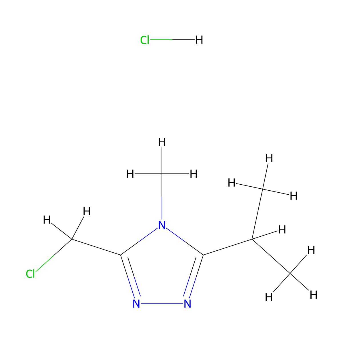 3-(chloromethyl)-4-methyl-5-(propan-2-yl)-4H-1,2,4-triazole hydrochloride molecular structure, CAS 1432681-31-6