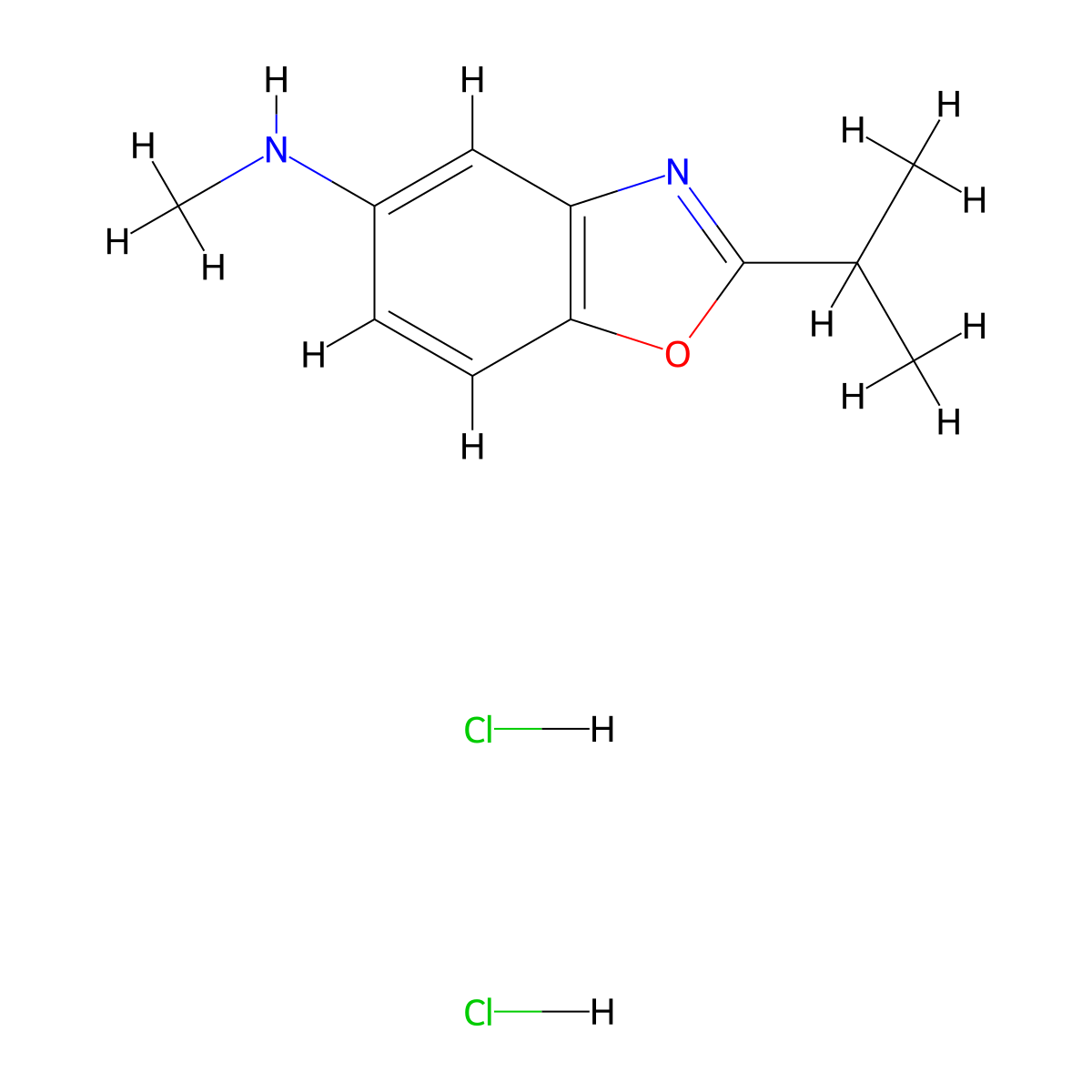 N-methyl-2-(propan-2-yl)-1,3-benzoxazol-5-amine dihydrochloride molecular structure, CAS 1432681-36-1