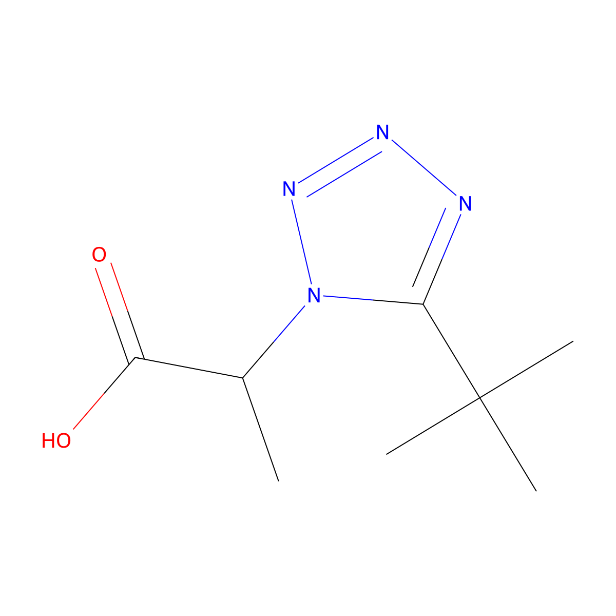 2-(5-tert-butyl-1H-1,2,3,4-tetrazol-1-yl)propanoic acid molecular structure, CAS 1432681-43-0