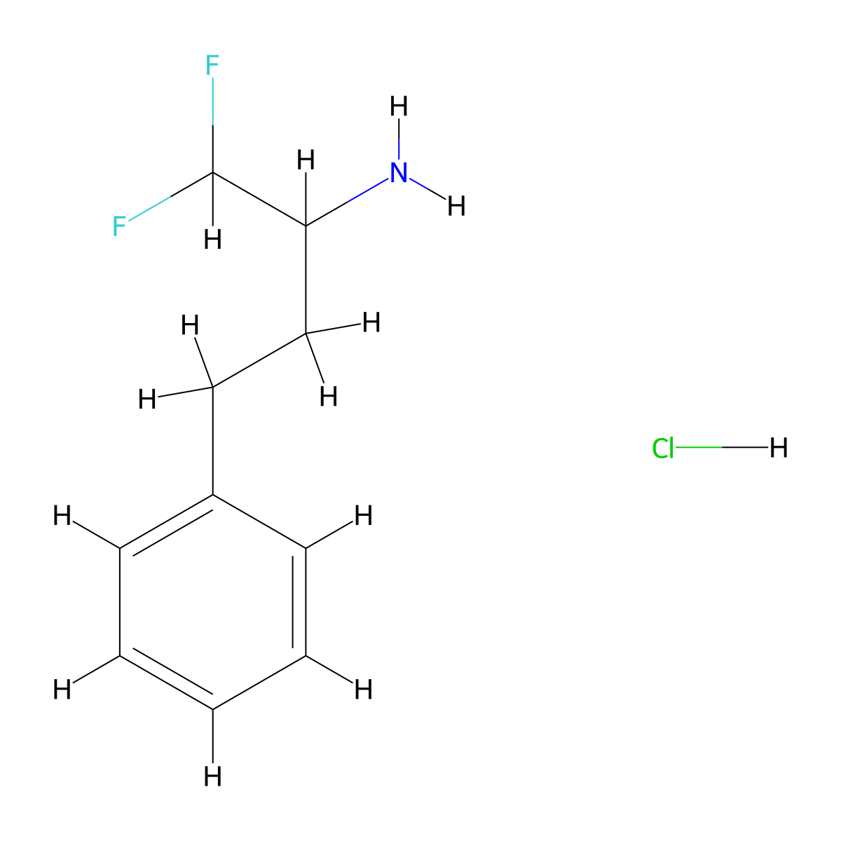 1,1-Difluoro-4-phenylbutan-2-amine hydrochloride molecular structure, CAS 1432681-44-1