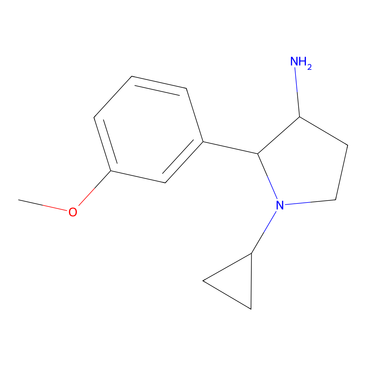 1-Cyclopropyl-2-(3-methoxyphenyl)pyrrolidin-3-amine molecular structure, CAS 1432681-45-2