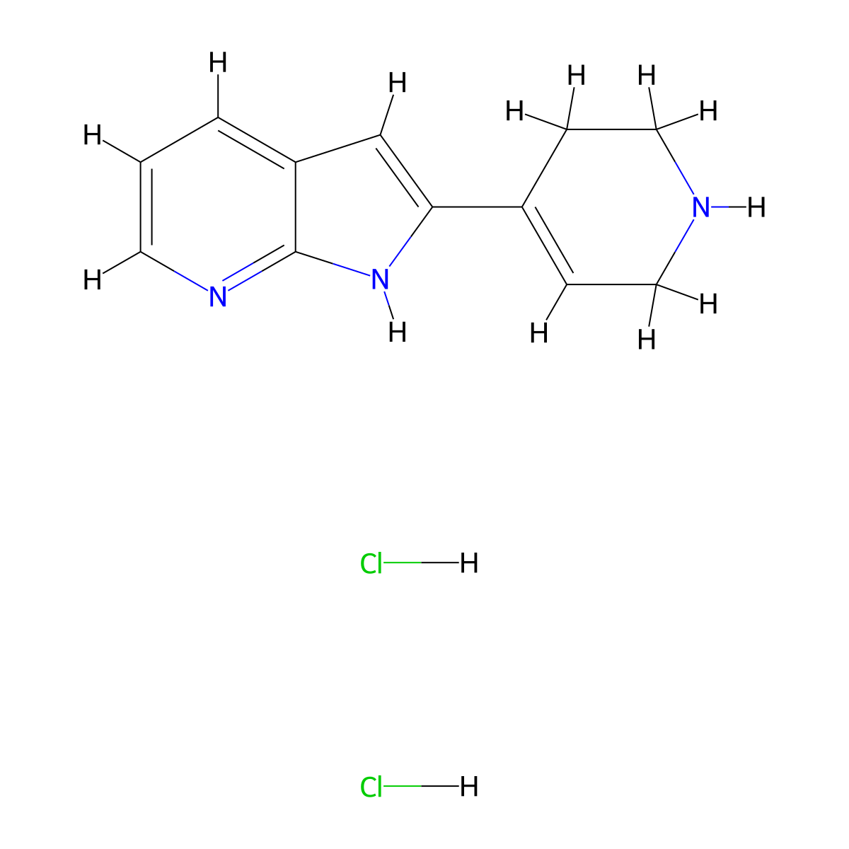 4-{1H-pyrrolo[2,3-b]pyridin-2-yl}-1,2,3,6-tetrahydropyridine dihydrochloride molecular structure, CAS 1432681-48-5