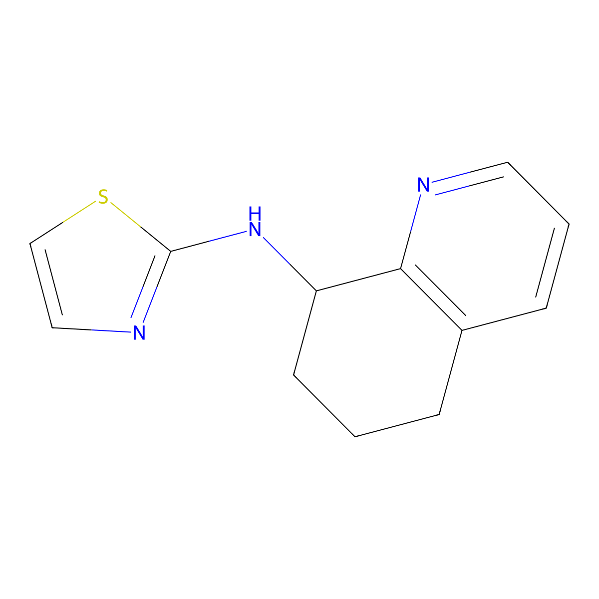 N-(1,3-thiazol-2-yl)-5,6,7,8-tetrahydroquinolin-8-amine molecular structure, CAS 1432681-55-4