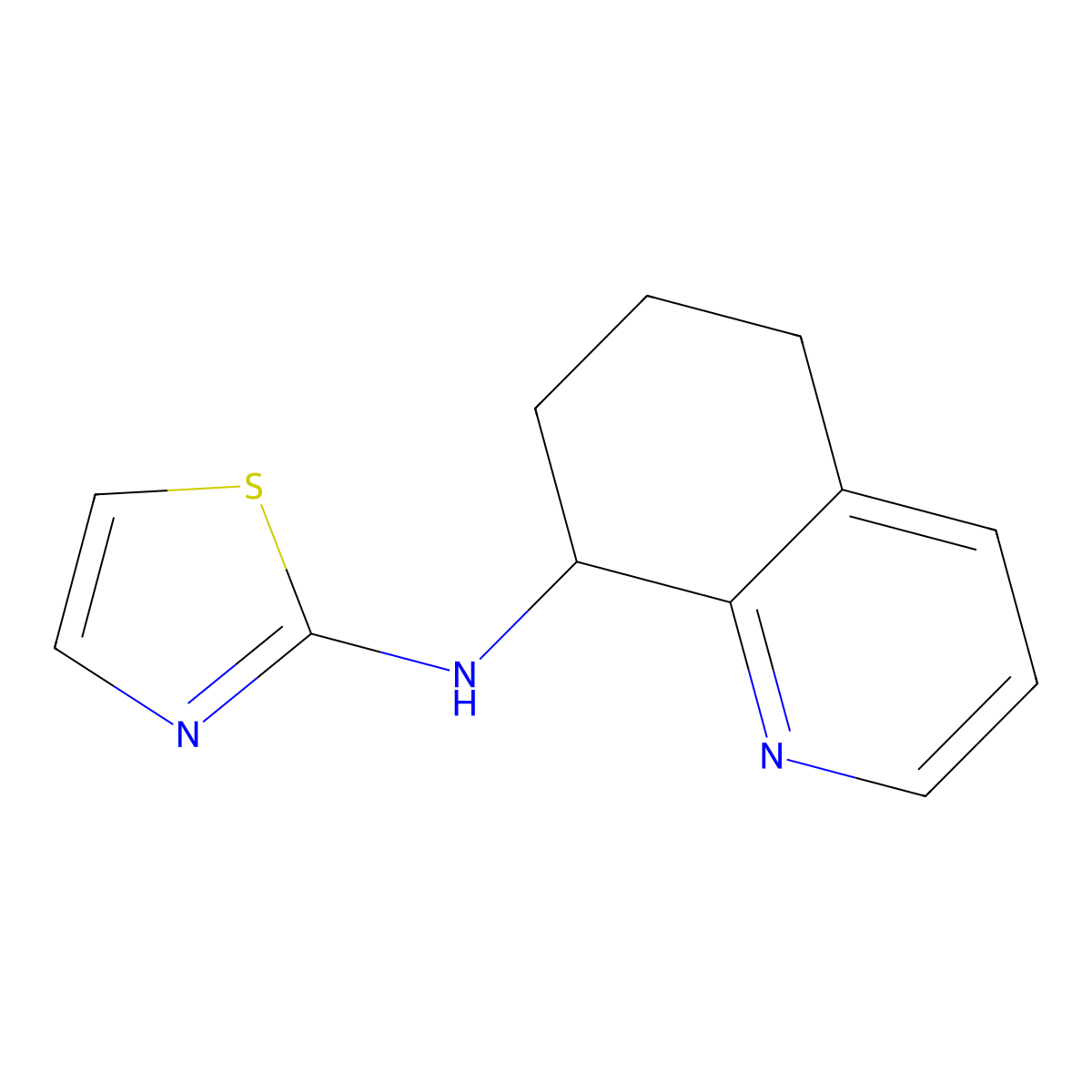 N-(1,3-thiazol-2-yl)-5,6,7,8-tetrahydroquinolin-8-amine molecular structure, CAS 1432681-55-4