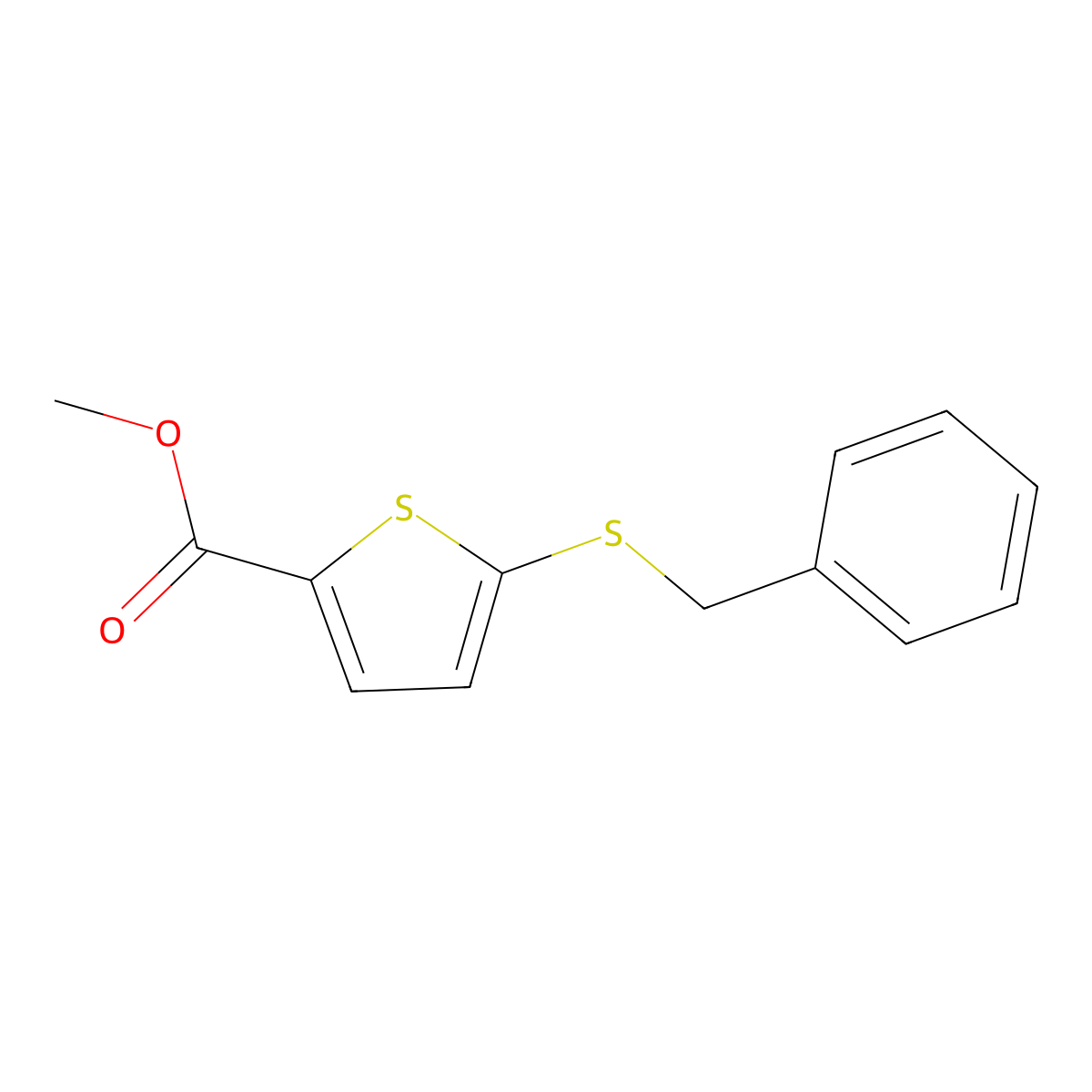 Methyl 5-(benzylsulfanyl)thiophene-2-carboxylate molecular structure, CAS 1432681-58-7
