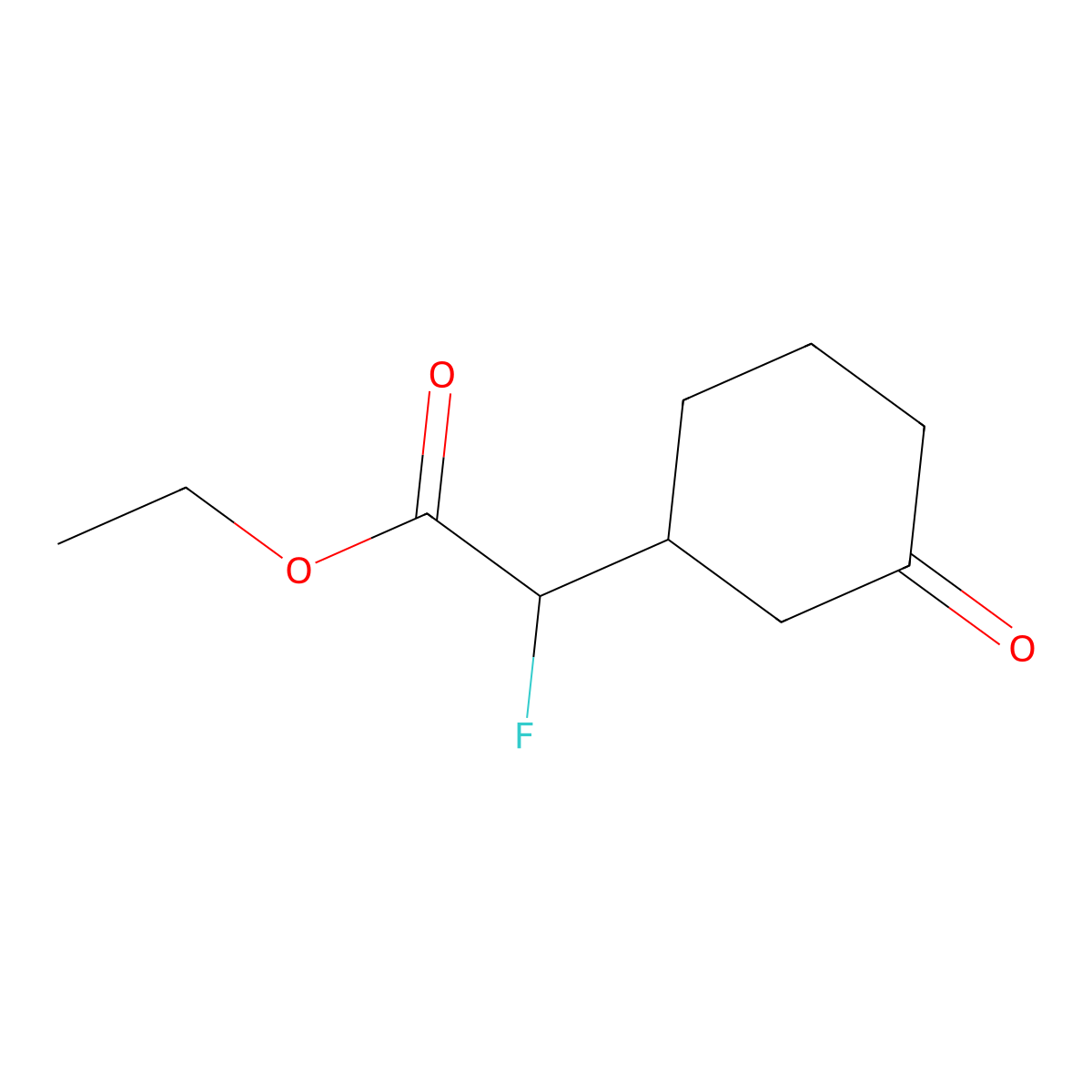 Ethyl 2-fluoro-2-(3-oxocyclohexyl)acetate molecular structure, CAS 1432681-68-9