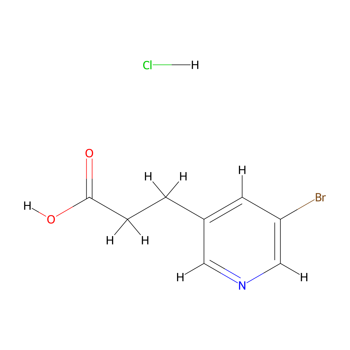 3-(5-Bromopyridin-3-yl)propanoic acid hydrochloride molecular structure, CAS 1432681-70-3