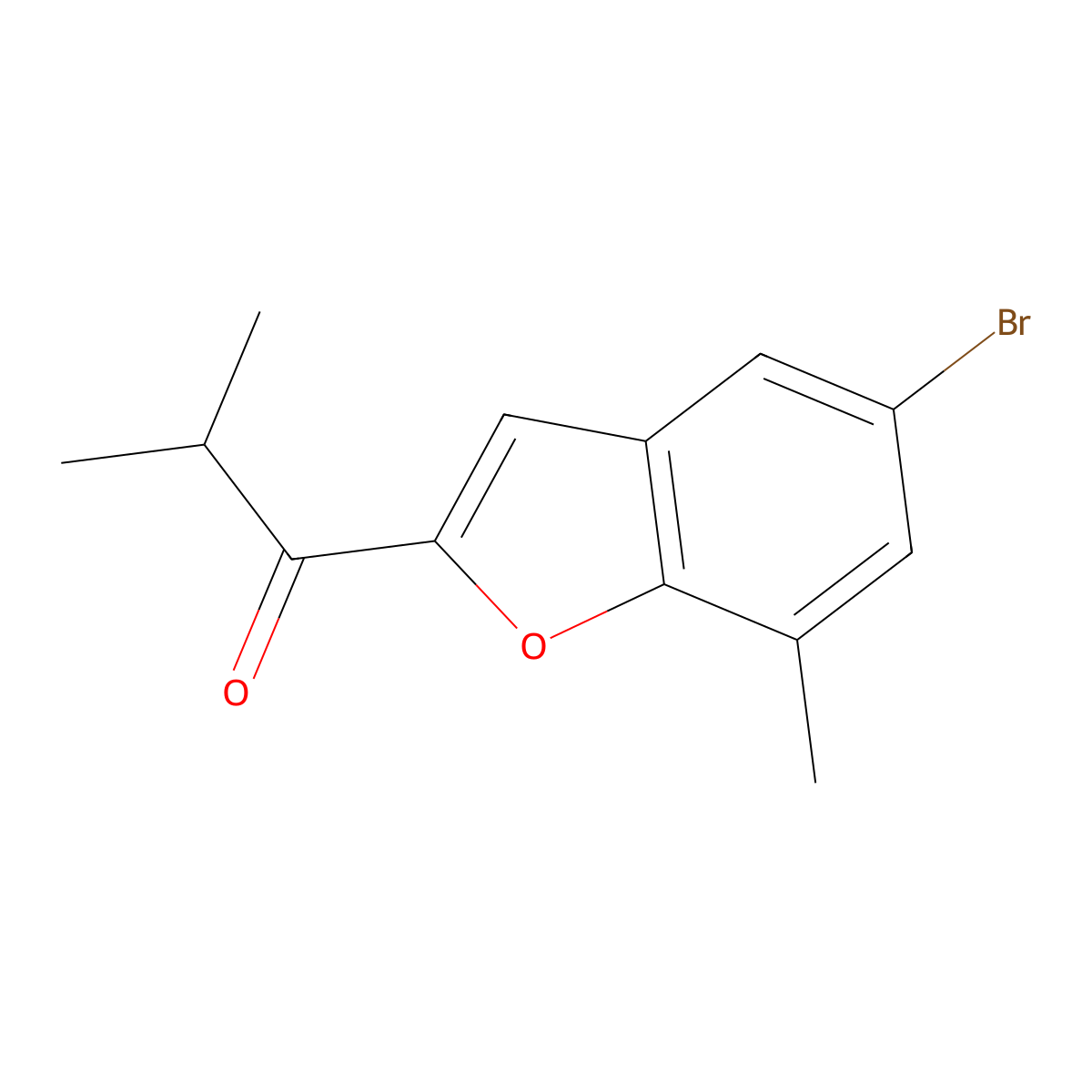 1-(5-Bromo-7-methyl-1-benzofuran-2-yl)-2-methylpropan-1-one molecular structure, CAS 1432681-76-9