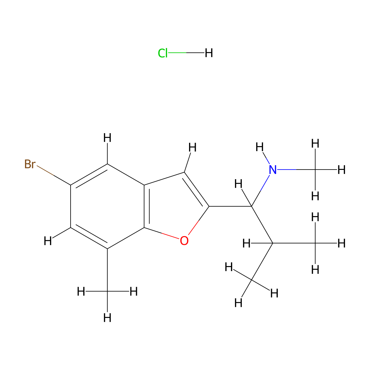 [1-(5-Bromo-7-methyl-1-benzofuran-2-yl)-2-methylpropyl](methyl)amine hydrochloride molecular structure, CAS 1432681-78-1