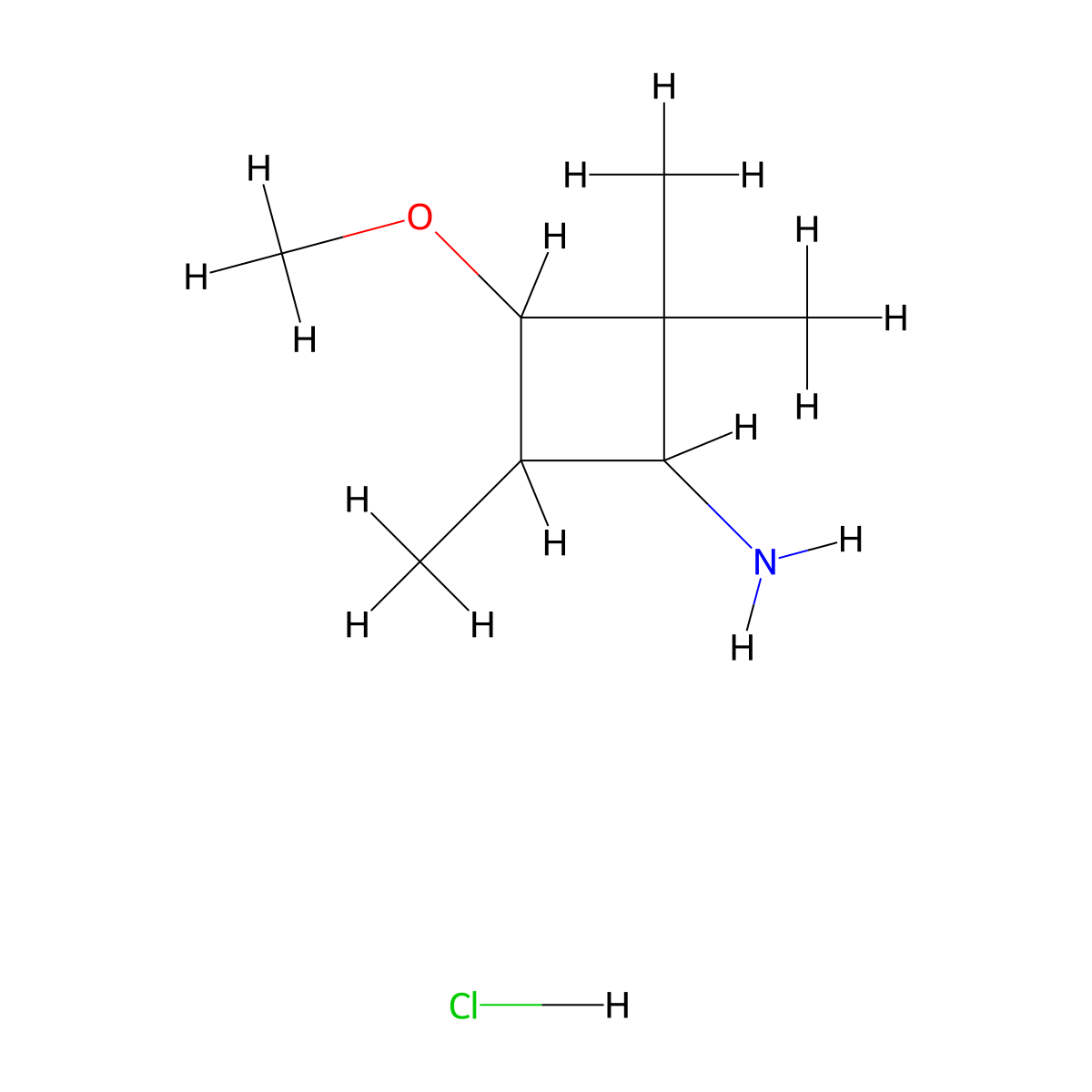 3-Methoxy-2,2,4-trimethylcyclobutan-1-amine hydrochloride molecular structure, CAS 1432681-82-7