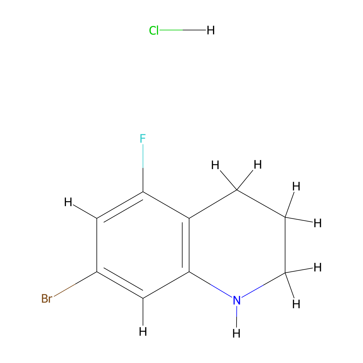 7-Bromo-5-fluoro-1,2,3,4-tetrahydroquinoline hydrochloride molecular structure, CAS 1432681-93-0