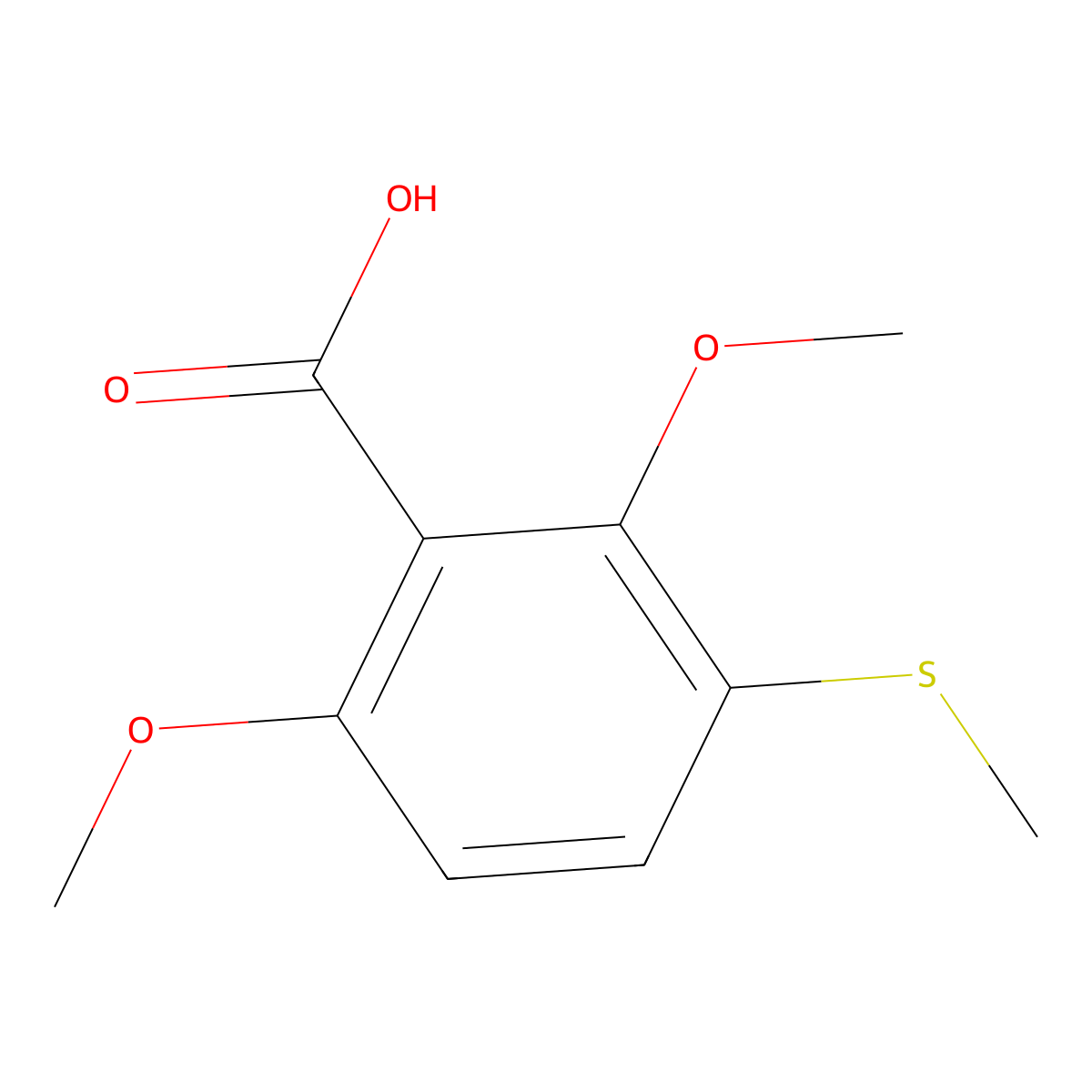 2,6-Dimethoxy-3-(methylsulfanyl)benzoic acid molecular structure, CAS 1432681-96-3