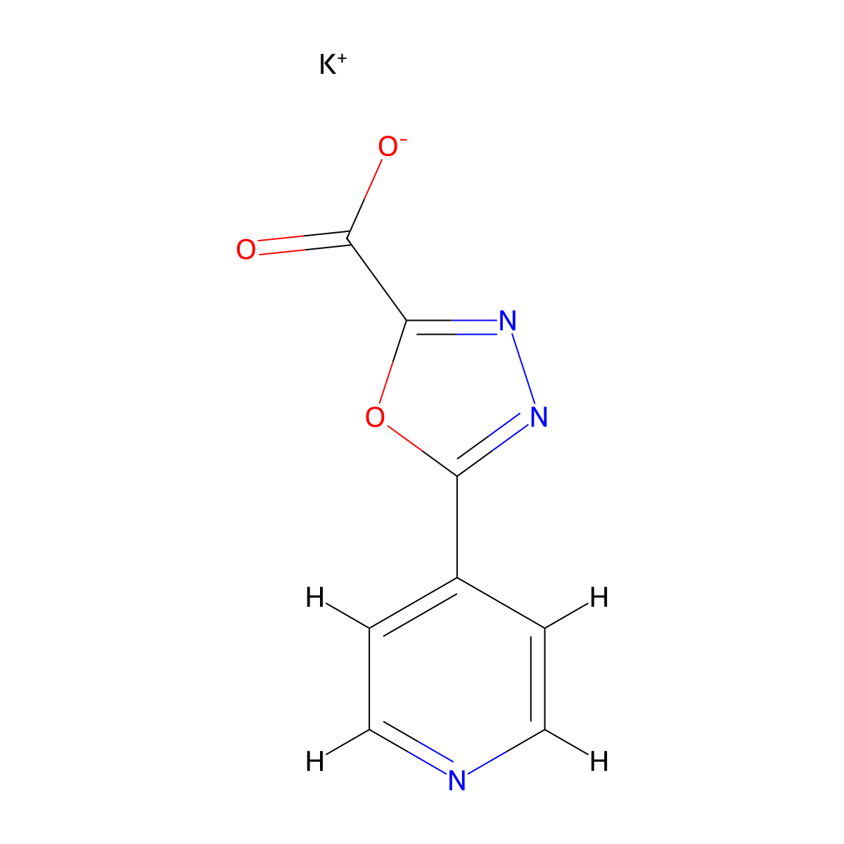 Potassium 5-(pyridin-4-yl)-1,3,4-oxadiazole-2-carboxylate molecular structure, CAS 1432681-97-4