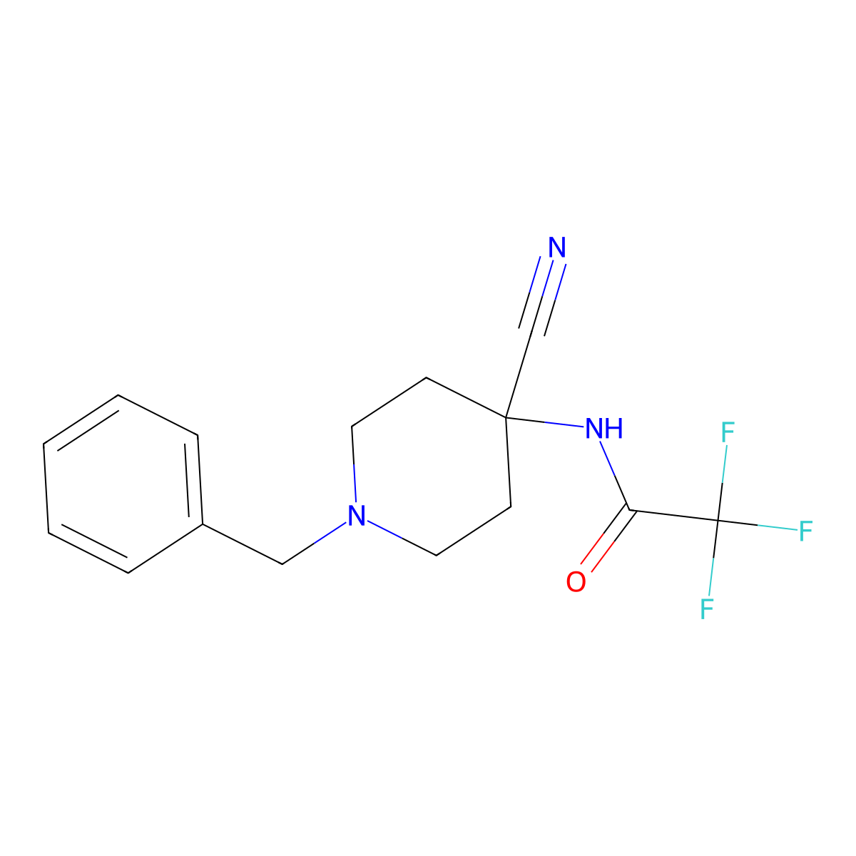 N-(1-Benzyl-4-cyanopiperidin-4-yl)-2,2,2-trifluoroacetamide molecular structure, CAS 1432681-99-6