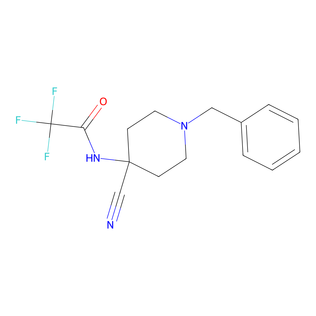 N-(1-Benzyl-4-cyanopiperidin-4-yl)-2,2,2-trifluoroacetamide molecular structure, CAS 1432681-99-6