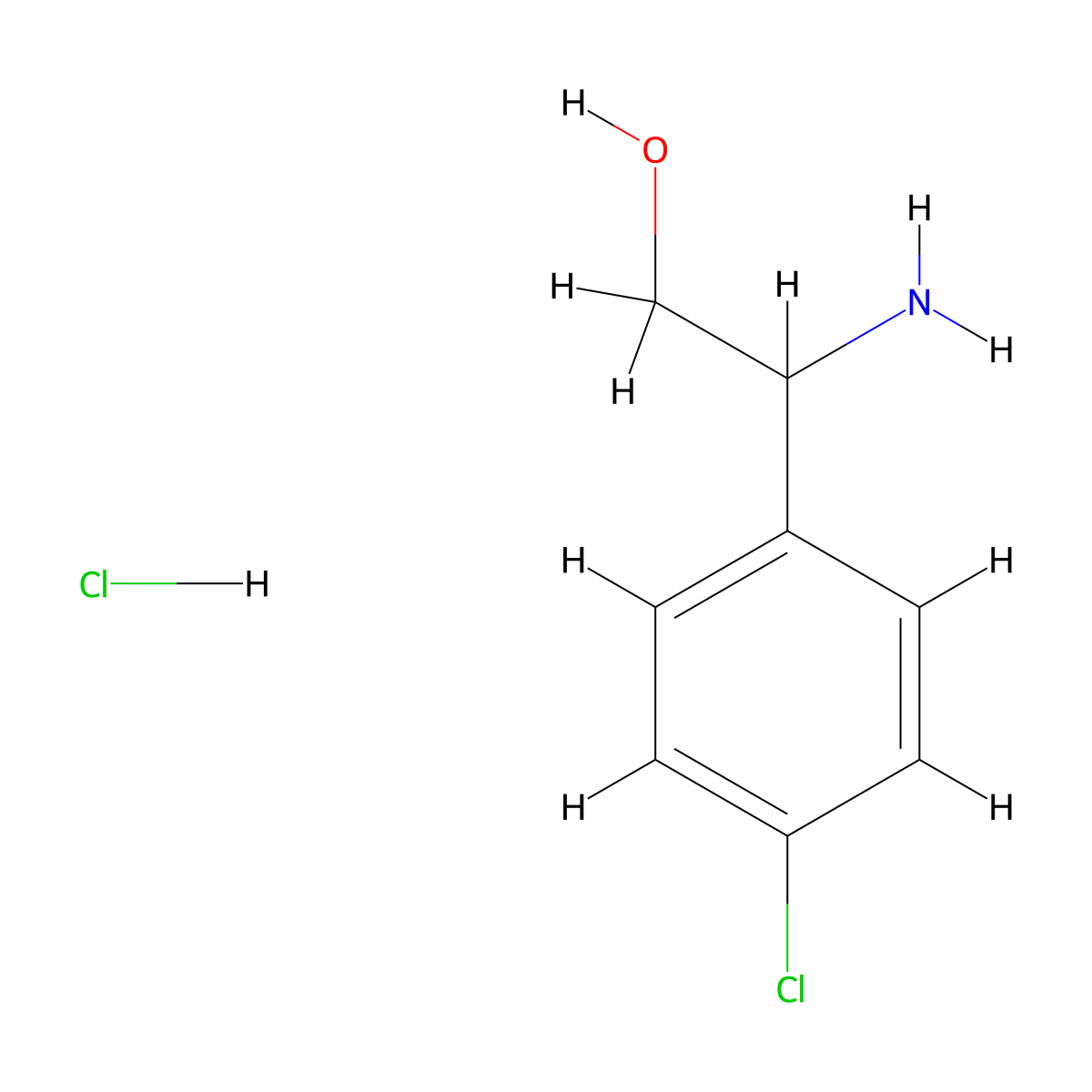 2-Amino-2-(4-chlorophenyl)ethan-1-ol hydrochloride molecular structure, CAS 1432682-01-3
