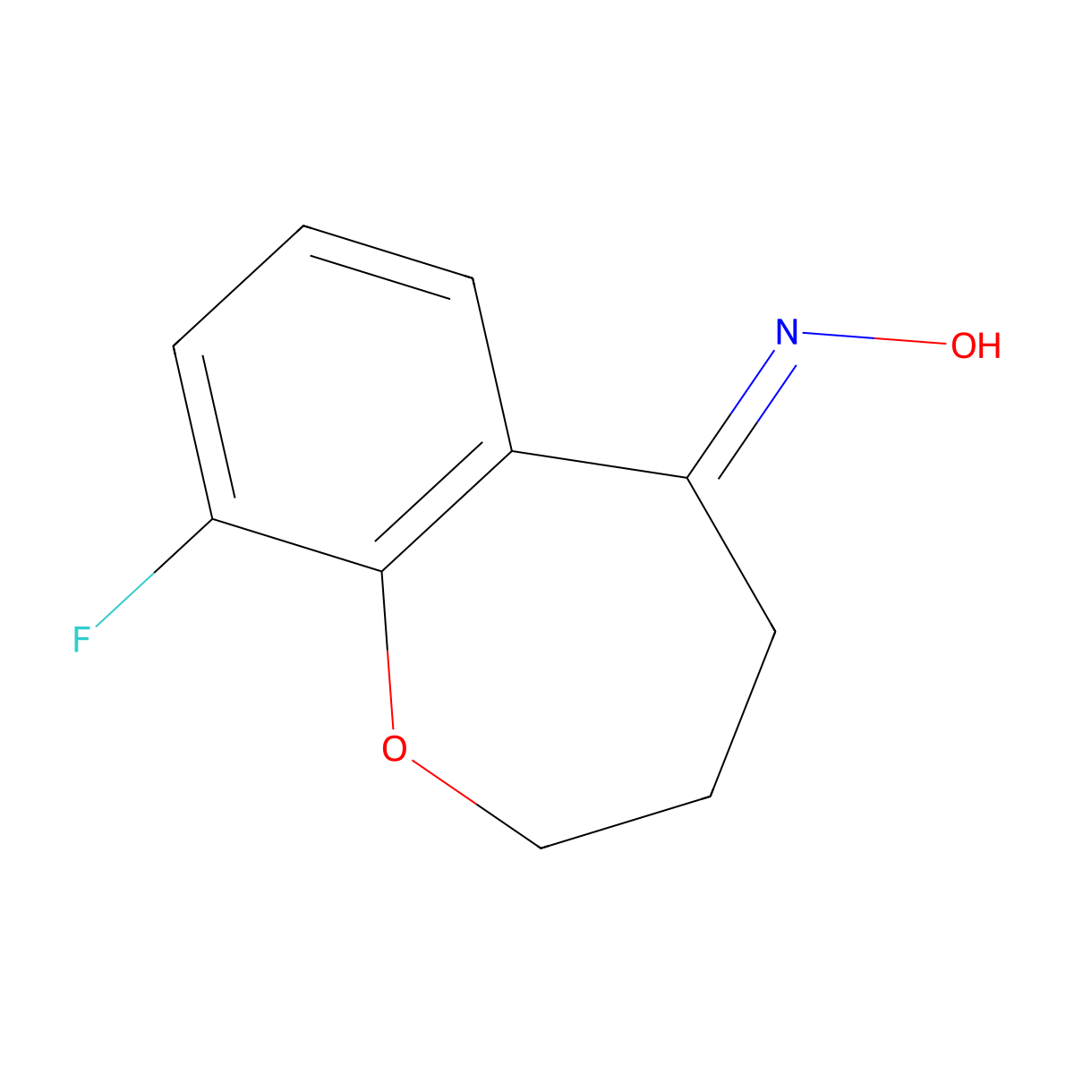 N-(9-fluoro-3,4-dihydro-2H-1-benzoxepin-5-ylidene)hydroxylamine molecular structure, CAS 1432684-04-2