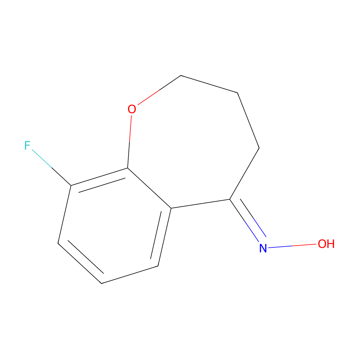N-(9-fluoro-3,4-dihydro-2H-1-benzoxepin-5-ylidene)hydroxylamine molecular structure, CAS 1432684-04-2