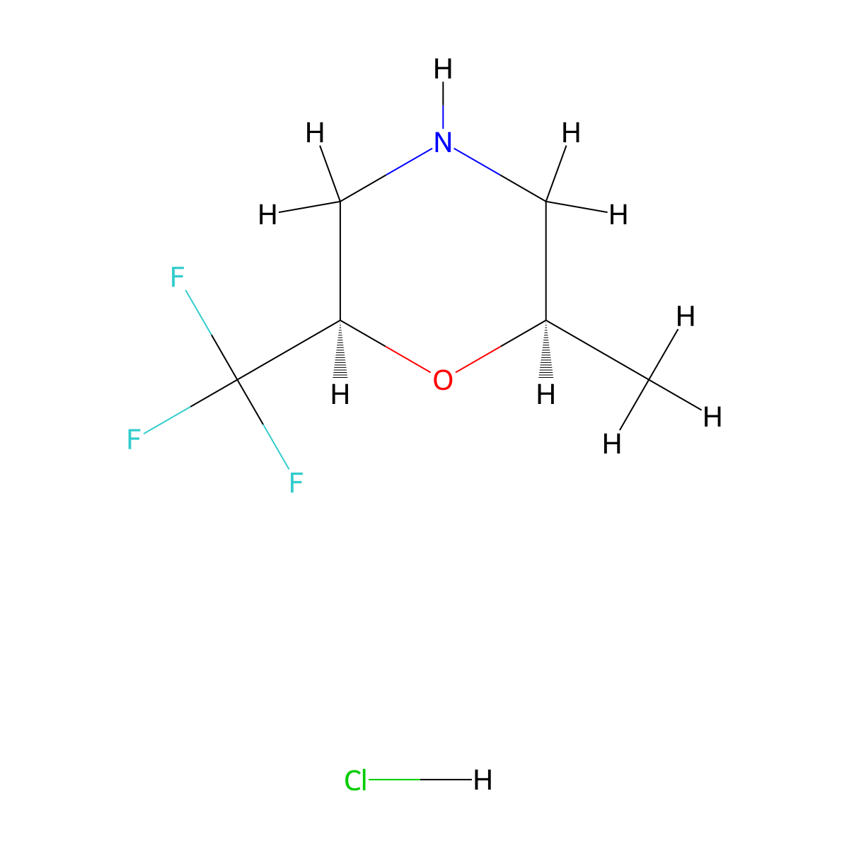 (2R,6R)-2-Methyl-6-(trifluoromethyl)morpholine hydrochloride molecular structure, CAS 1432731-32-2