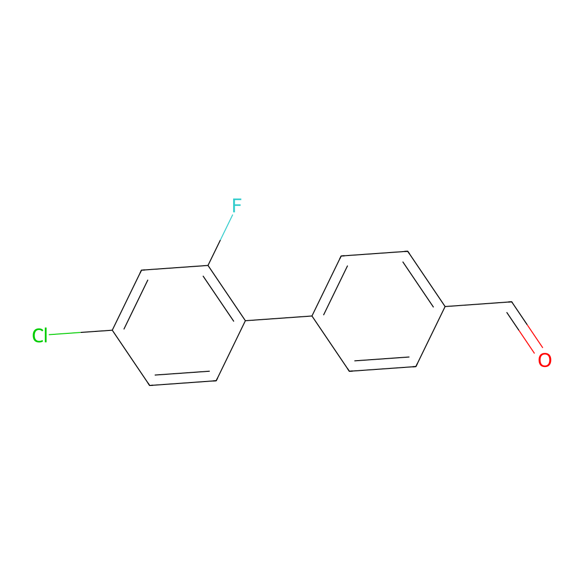 4'-Chloro-2'-fluoro-[1,1'-biphenyl]-4-carbaldehyde molecular structure, CAS 1432737-54-6