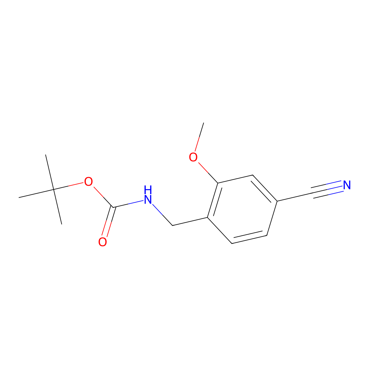 tert-butyl N-[(4-cyano-2-methoxyphenyl)methyl]carbamate molecular structure, CAS 1432739-33-7