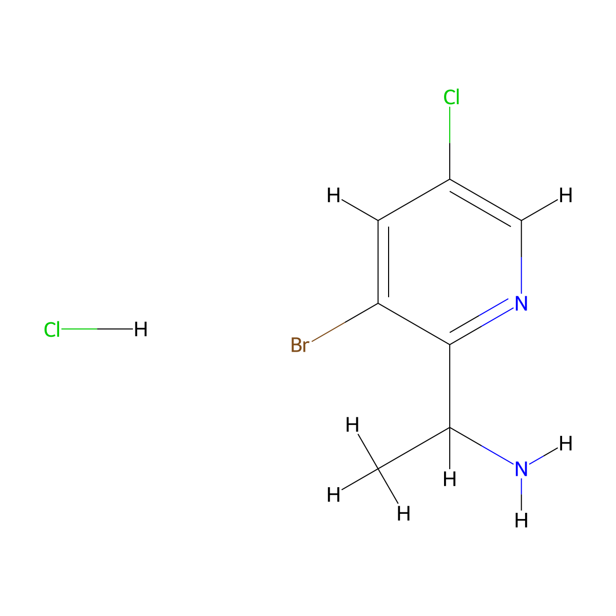 1-(3-Bromo-5-chloropyridin-2-yl)ethanamine hydrochloride molecular structure, CAS 1432754-20-5