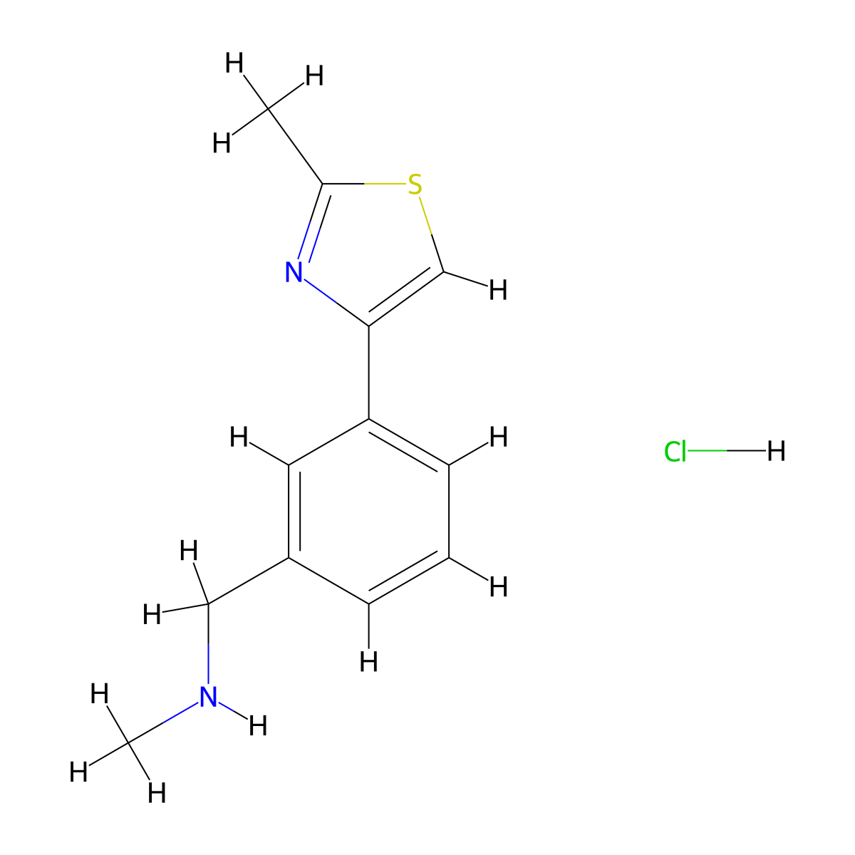 N-Methyl-1-(3-(2-methylthiazol-4-yl)phenyl)methanamine hydrochloride molecular structure, CAS 1432754-23-8