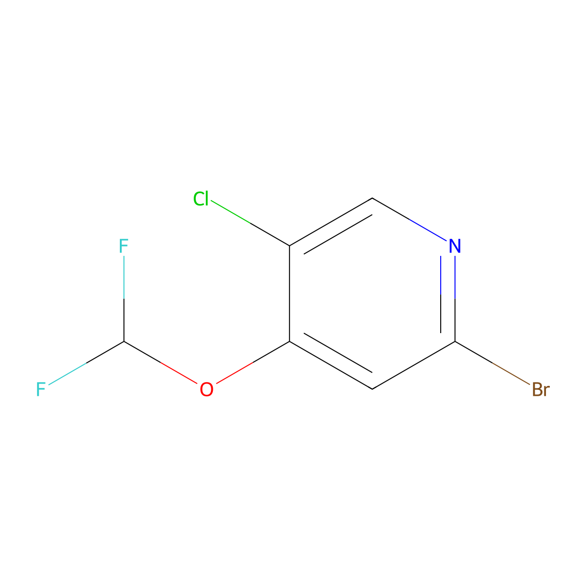 2-Bromo-5-chloro-4-(difluoromethoxy)pyridine molecular structure, CAS 1432754-45-4
