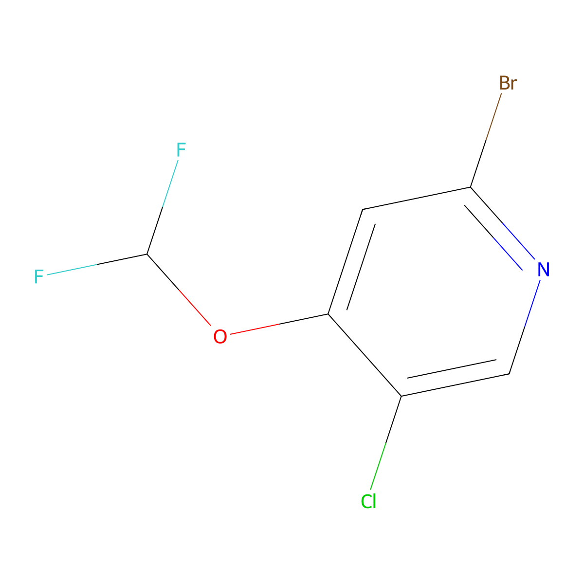 2-Bromo-5-chloro-4-(difluoromethoxy)pyridine molecular structure, CAS 1432754-45-4