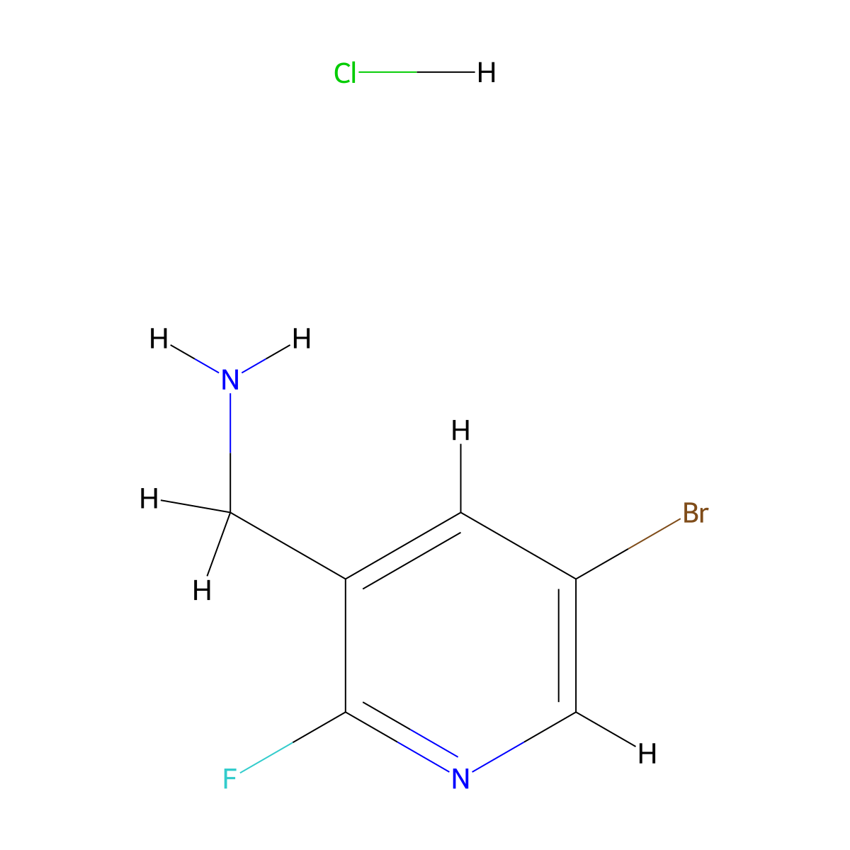 (5-Bromo-2-fluoropyridin-3-yl)methanamine hydrochloride molecular structure, CAS 1432754-51-2