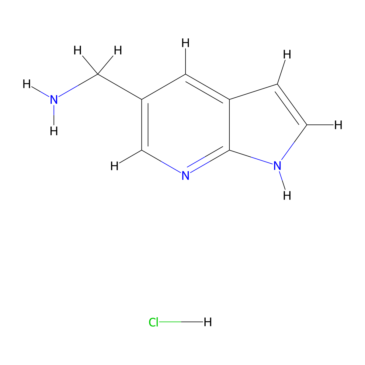 1h-Pyrrolo[2,3-b]pyridin-5-ylmethanamine hydrochloride molecular structure, CAS 1432754-52-3