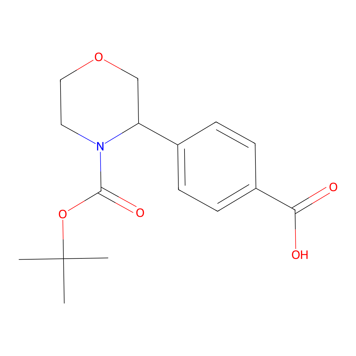 4-(4-(Tert-butoxycarbonyl)morpholin-3-yl)benzoic acid molecular structure, CAS 1432755-80-0