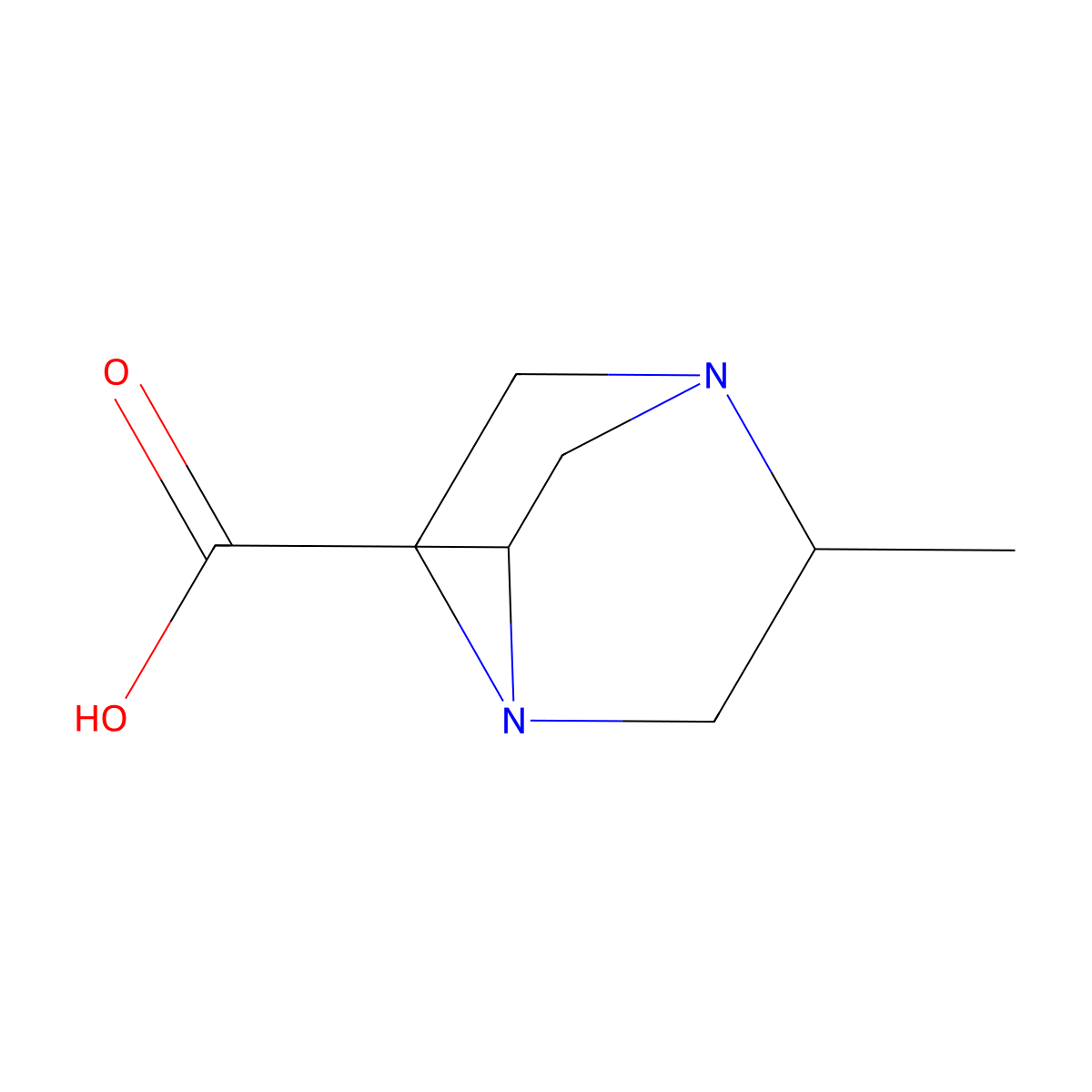 5-Methyl-1,4-diazabicyclo[2.2.2]octane-2-carboxylic acid molecular structure, CAS 1432792-52-3