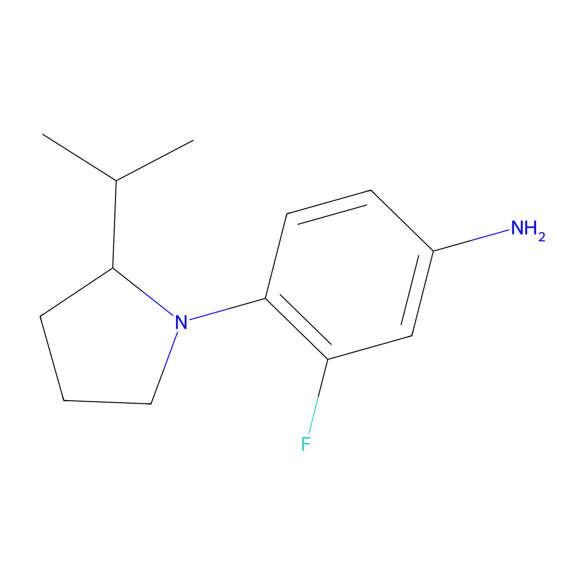 3-Fluoro-4-[2-(propan-2-yl)pyrrolidin-1-yl]aniline molecular structure, CAS 1432792-60-3