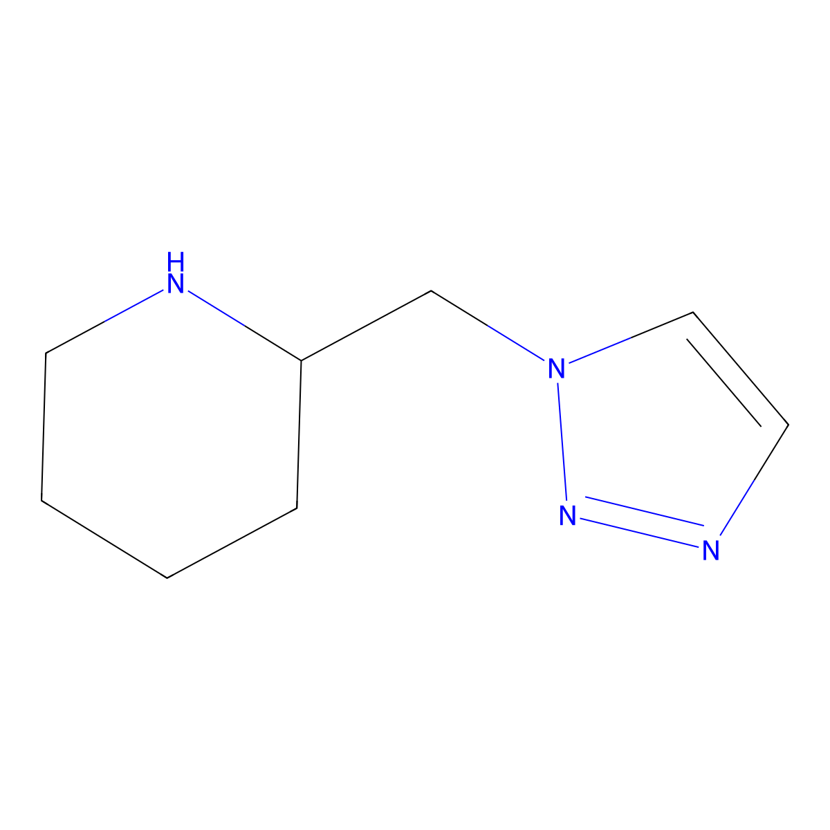 2-[(1H-1,2,3-triazol-1-yl)methyl]piperidine molecular structure, CAS 1432792-62-5