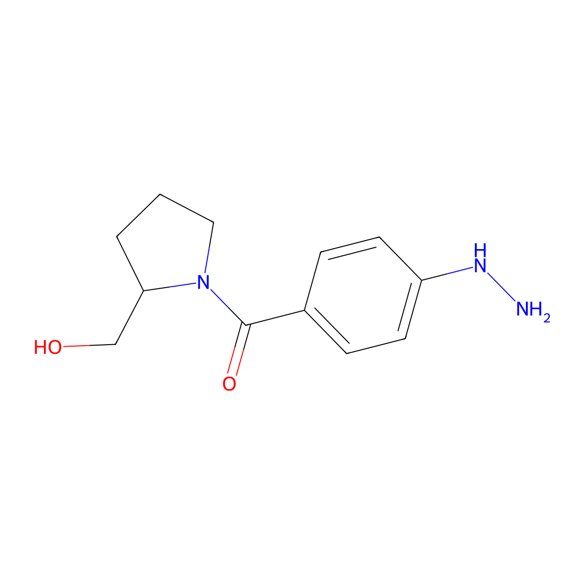 (4-Hydrazinylphenyl)(2-(hydroxymethyl)pyrrolidin-1-yl)methanone molecular structure, CAS 1432792-66-9
