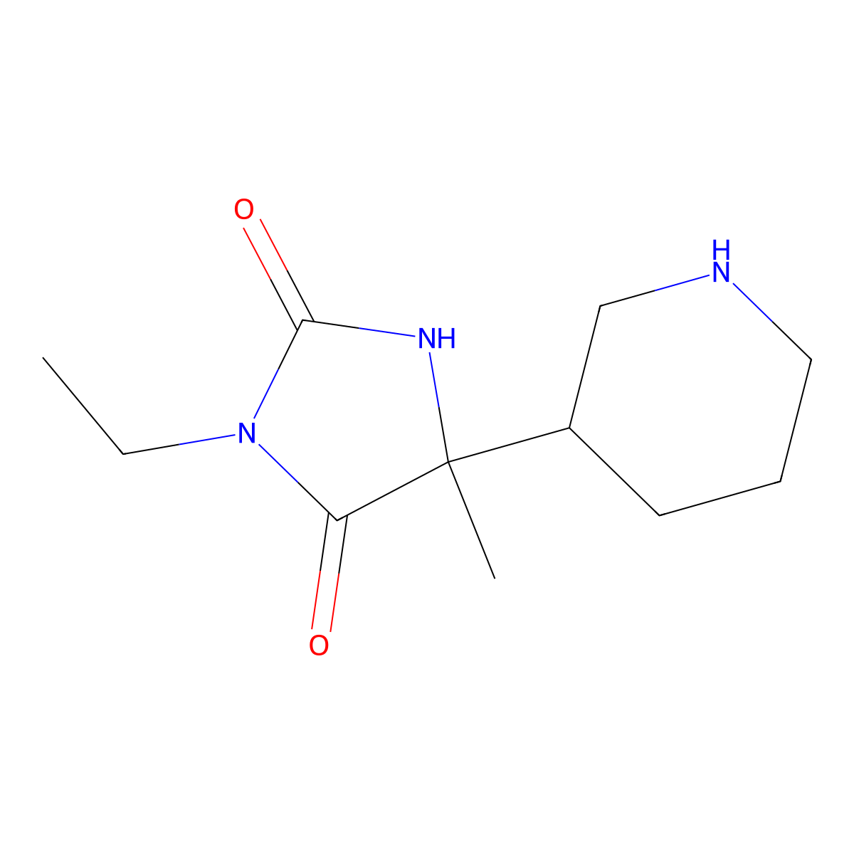 3-Ethyl-5-methyl-5-(piperidin-3-yl)imidazolidine-2,4-dione molecular structure, CAS 1432792-72-7