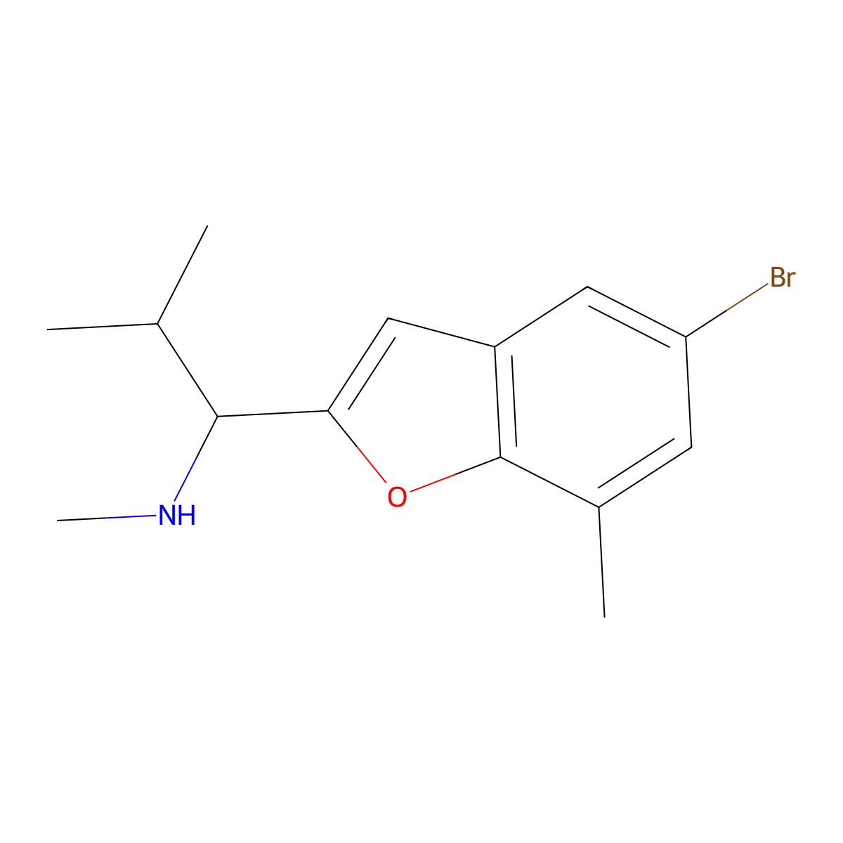 [1-(5-Bromo-7-methyl-1-benzofuran-2-yl)-2-methylpropyl](methyl)amine molecular structure, CAS 1432792-78-3
